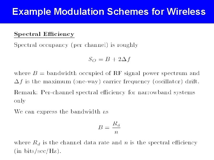 Example Modulation Schemes for Wireless Telephone Modems 