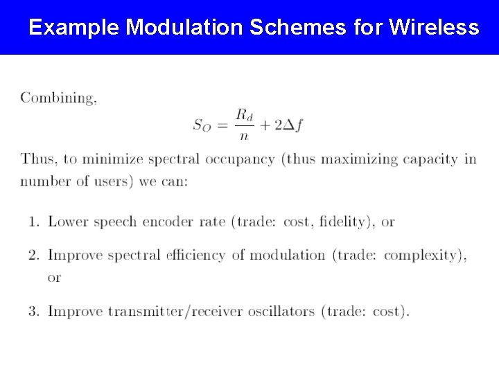 Example Modulation Schemes for Wireless Telephone Modems 