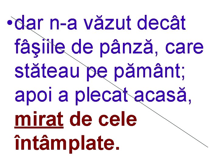  • dar n-a văzut decât fâşiile de pânză, care stăteau pe pământ; apoi