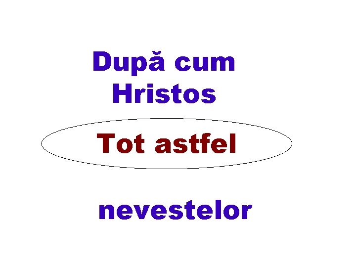 După cum Hristos Tot astfel nevestelor 