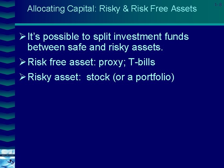 Allocating Capital: Risky & Risk Free Assets Ø It’s possible to split investment funds