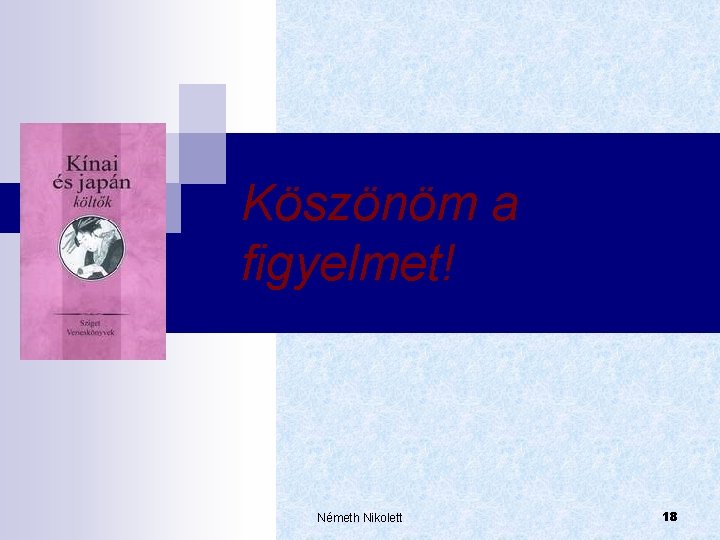 Köszönöm a figyelmet! Németh Nikolett 18 