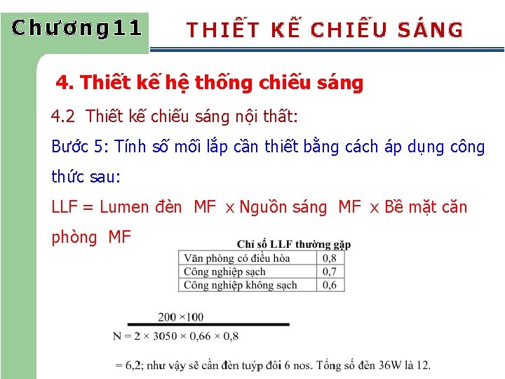 Chương 11 THIẾT KẾ CHIẾU SÁNG 4. Thiết kế hệ thống chiếu sáng 4.