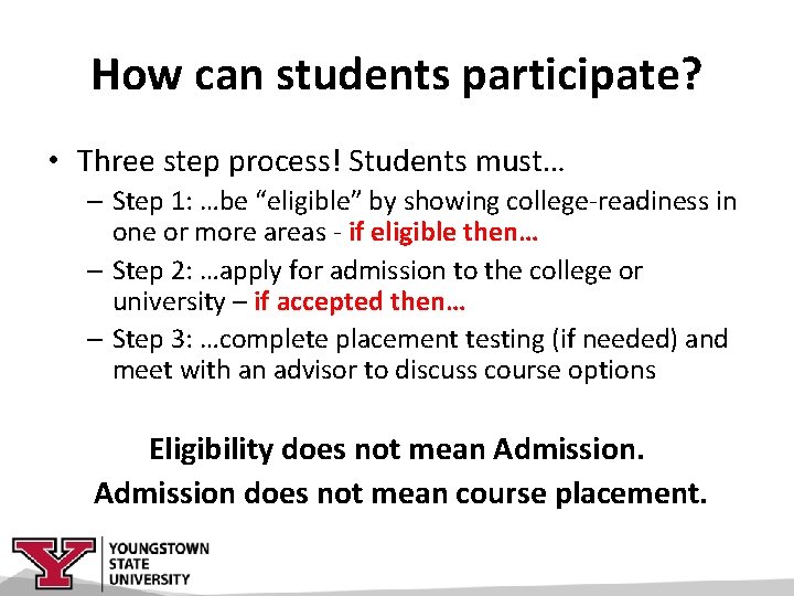 How can students participate? • Three step process! Students must… – Step 1: …be