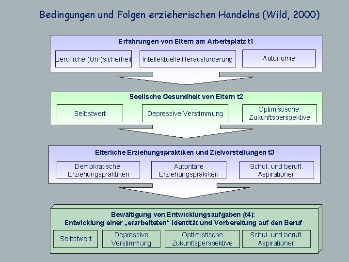 Bedingungen und Folgen erzieherischen Handelns (Wild, 2000) Erfahrungen von Eltern am Arbeitsplatz t 1