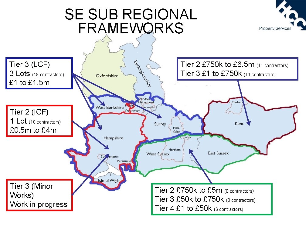 SE SUB REGIONAL FRAMEWORKS Tier 3 (LCF) 3 Lots (18 contractors) £ 1 to