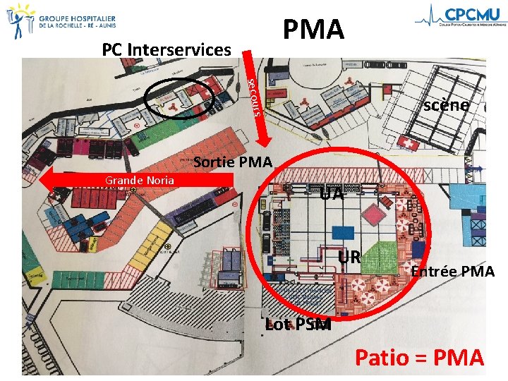 PMA PC Interservices s secour scène Sortie PMA Grande Noria UA UR Entrée PMA