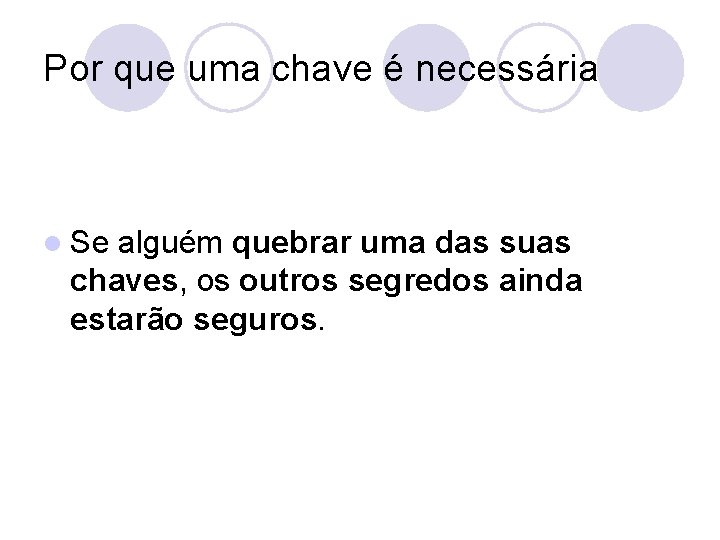 Por que uma chave é necessária l Se alguém quebrar uma das suas chaves,