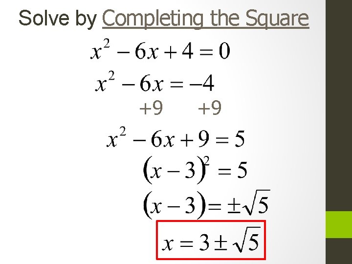Completing The Square Objective To Complete A Square