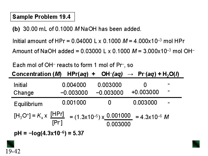 Sample Problem 19. 4 (b) 30. 00 m. L of 0. 1000 M Na.