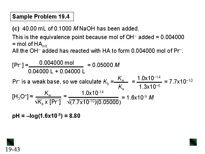 Sample Problem 19. 4 (c) 40. 00 m. L of 0. 1000 M Na.