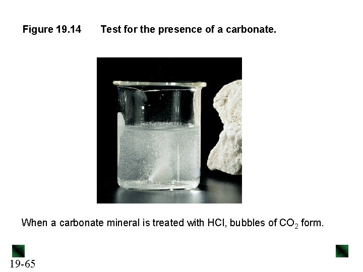 Figure 19. 14 Test for the presence of a carbonate. When a carbonate mineral