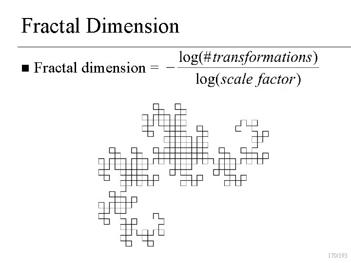 Fractal Dimension n Fractal dimension = 170/193 