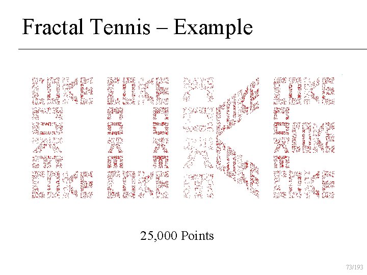 Fractal Tennis – Example 25, 000 Points 73/193 