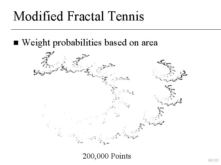 Modified Fractal Tennis n Weight probabilities based on area 200, 000 Points 90/193 