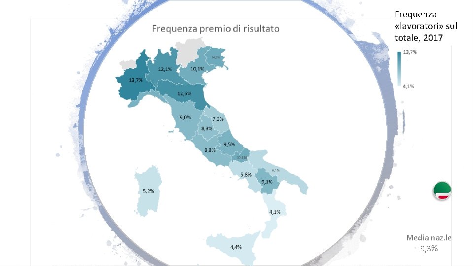 Frequenza «lavoratori» sul totale, 2017 Media naz. le 9, 3% 