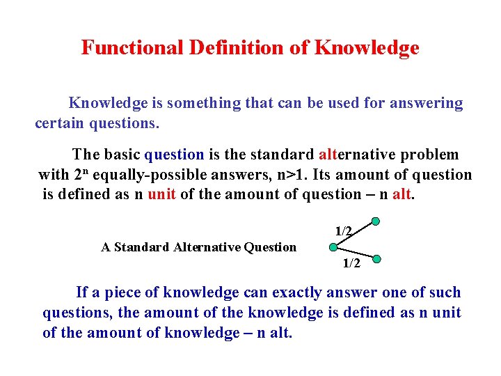 Functional Definition of Knowledge is something that can be used for answering certain questions.