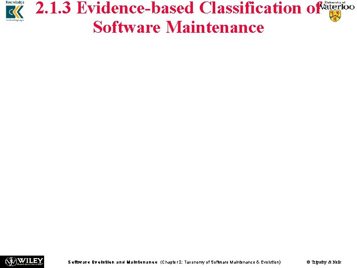 2. 1. 3 Evidence-based Classification of Software Maintenance Classification of maintenance activities is based