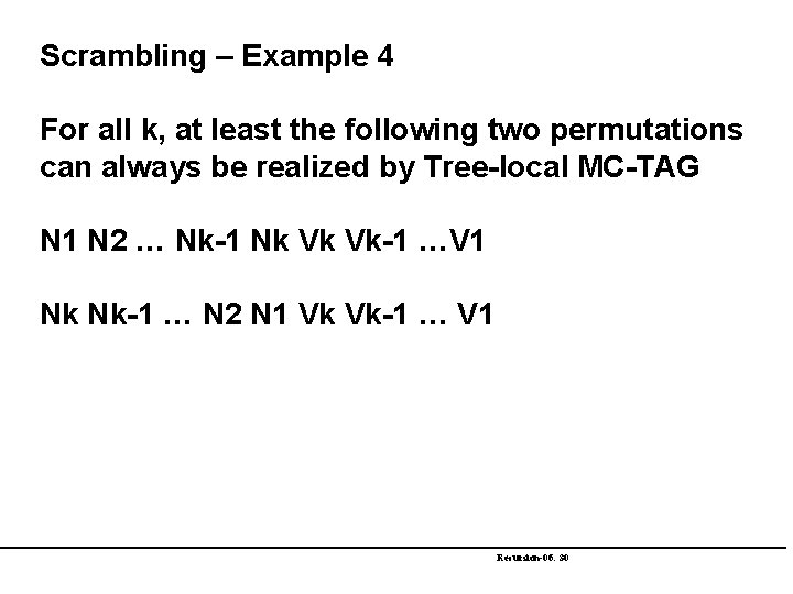 Scrambling – Example 4 For all k, at least the following two permutations can