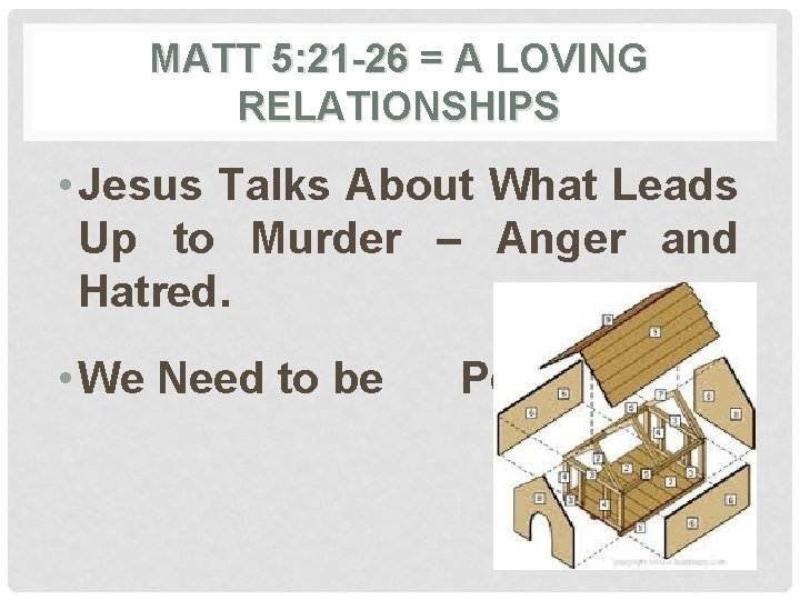 MATT 5: 21 -26 = A LOVING RELATIONSHIPS • Jesus Talks About What Leads