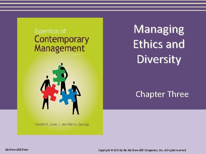 Managing Ethics and Diversity Chapter Three Mc. Graw-Hill/Irwin Copyright © 2011 by the Mc.