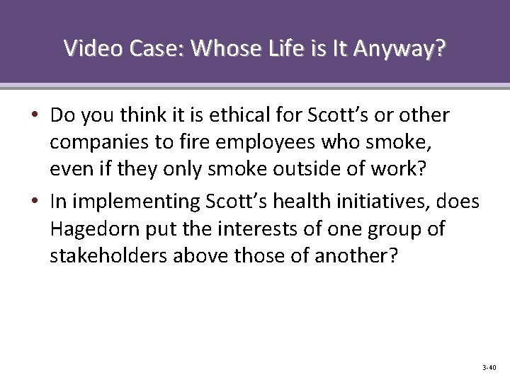 Video Case: Whose Life is It Anyway? • Do you think it is ethical