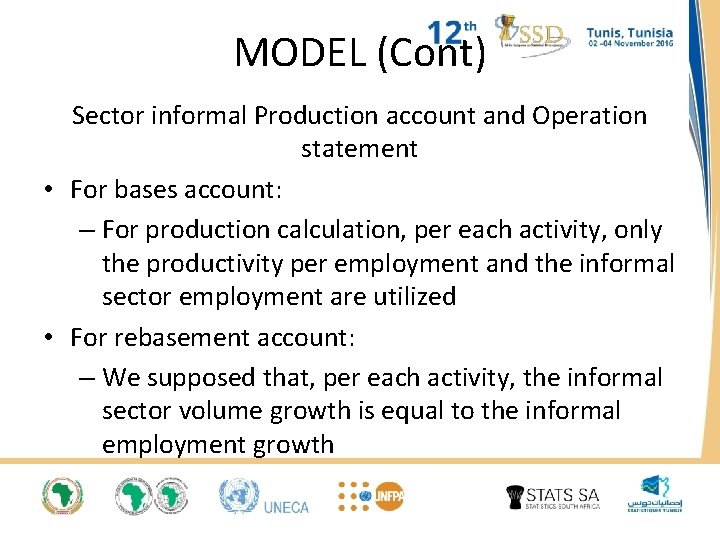 MODEL (Cont) Sector informal Production account and Operation statement • For bases account: – MODEL (Cont) Sector informal Production account and Operation statement • For bases account: –