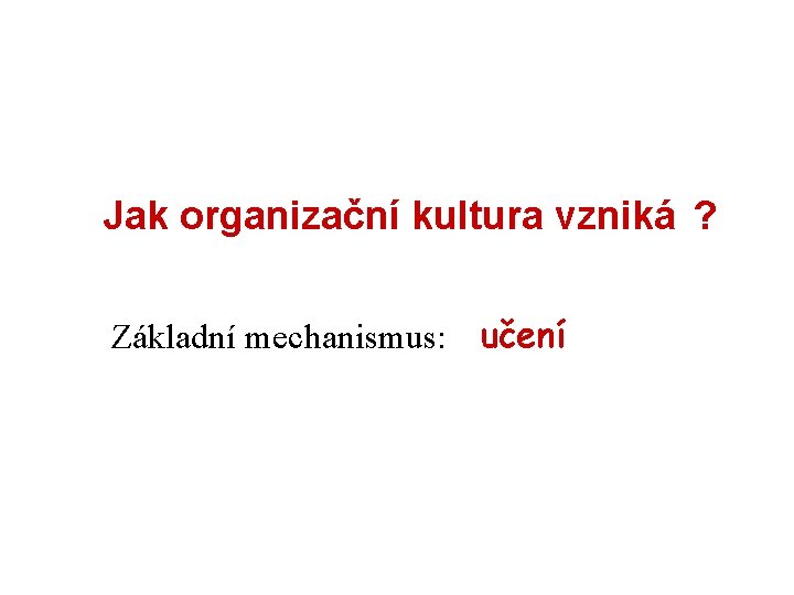 Jak organizační kultura vzniká ? Základní mechanismus: učení 