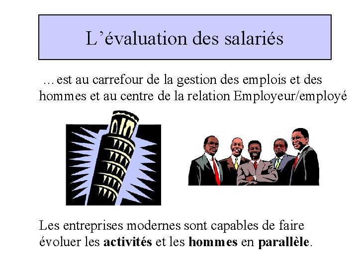 L’évaluation des salariés …est au carrefour de la gestion des emplois et des hommes
