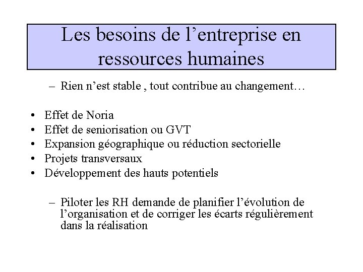 Les besoins de l’entreprise en ressources humaines – Rien n’est stable , tout contribue