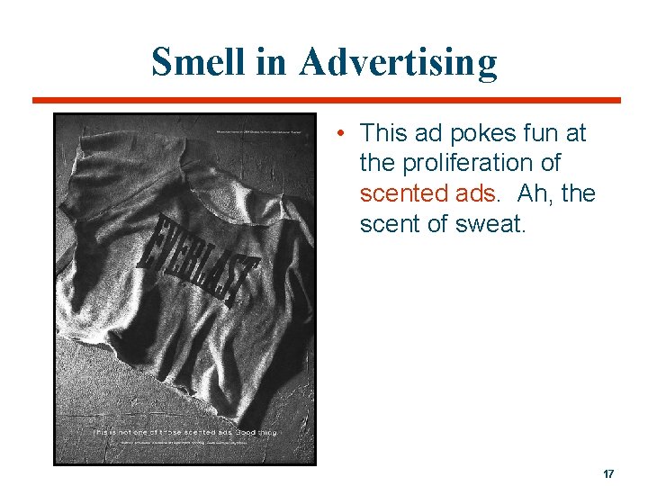 Smell in Advertising • This ad pokes fun at the proliferation of scented ads.