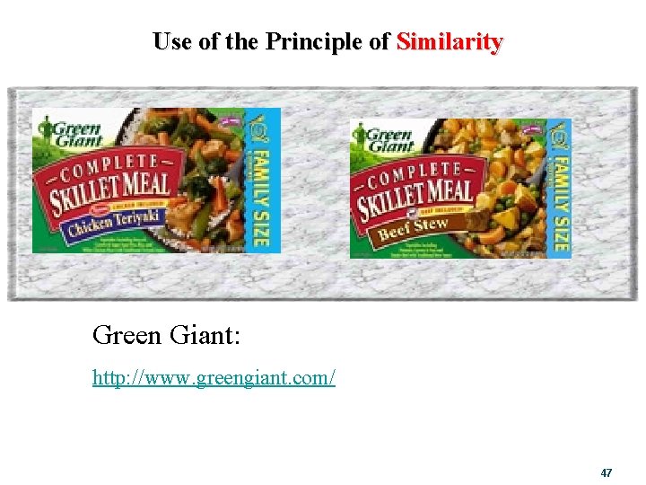 Use of the Principle of Similarity Green Giant: http: //www. greengiant. com/ 47 