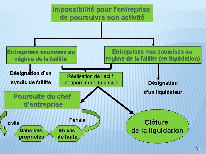 Impossibilité pour l’entreprise de poursuivre son activité Entreprises soumises au régime de la faillite Impossibilité pour l’entreprise de poursuivre son activité Entreprises soumises au régime de la faillite