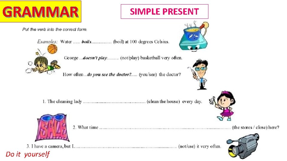 Present Homework Work and play GRAMMAR SIMPLE PRESENT CONTENT HOMEWORK