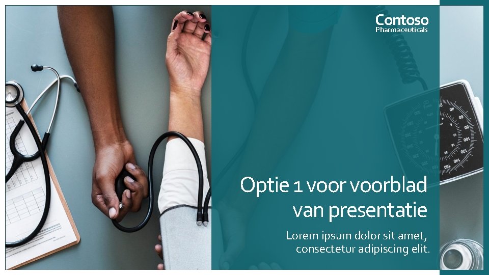 Contoso Pharmaceuticals Optie 1 voorblad van presentatie Lorem ipsum dolor sit amet, consectetur adipiscing