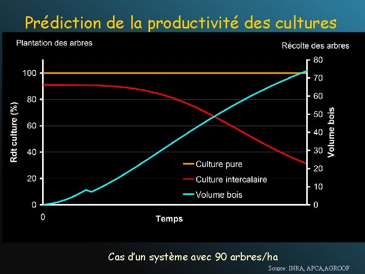 Prédiction de la productivité des cultures Cas d’un système avec 90 arbres/ha Source: INRA,