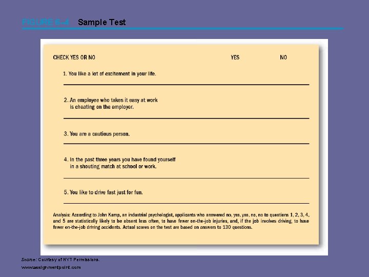 FIGURE 6– 4 Sample Test Source: Courtesy of NYT Permissions. www. assignmentpoint. com 