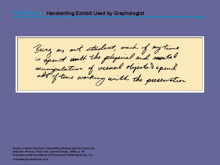 FIGURE 6– 9 Handwriting Exhibit Used by Graphologist Source: Kathryn Sackhein, Handwriting Analysis and