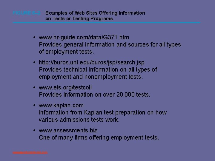 FIGURE 6– 2 Examples of Web Sites Offering Information on Tests or Testing Programs