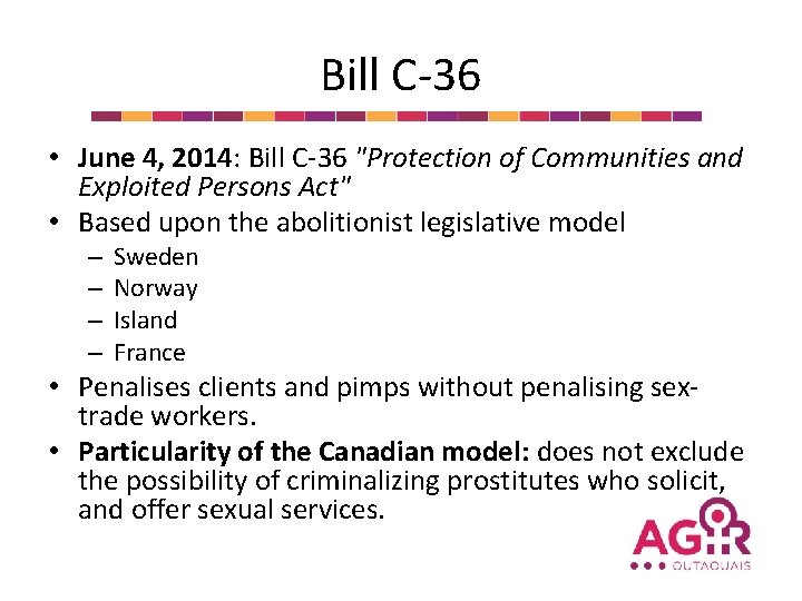 Bill C-36 • June 4, 2014: Bill C-36 "Protection of Communities and Exploited Persons