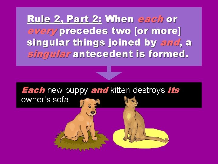 Rule 2, Part 2: When each or every precedes two [or more] singular things