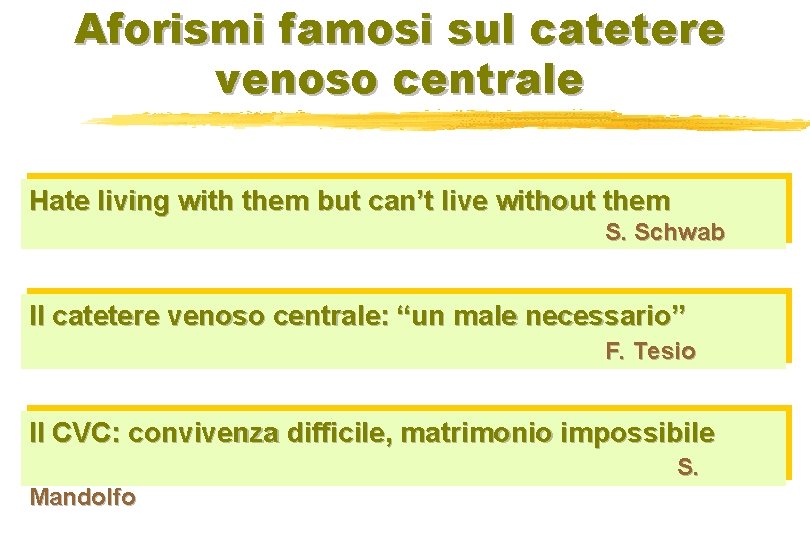 Aforismi famosi sul catetere venoso centrale Hate living with them but can’t live without