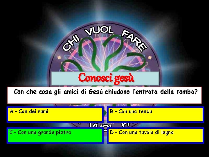 Conosci gesù Con che cosa gli amici di Gesù chiudono l’entrata della tomba? A Conosci gesù Con che cosa gli amici di Gesù chiudono l’entrata della tomba? A