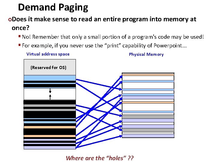 Demand Paging Carnegie Mellon Does it make sense to read an entire program into