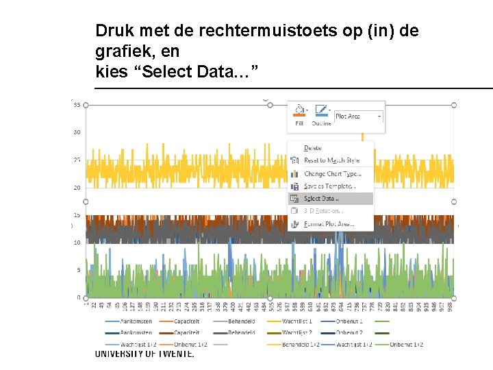 Druk met de rechtermuistoets op (in) de grafiek, en kies “Select Data…” 