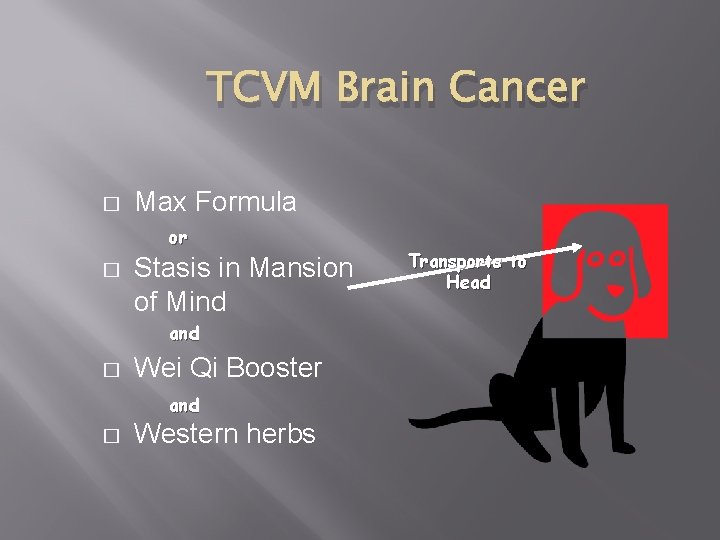 TCVM Brain Cancer � Max Formula or � Stasis in Mansion of Mind and