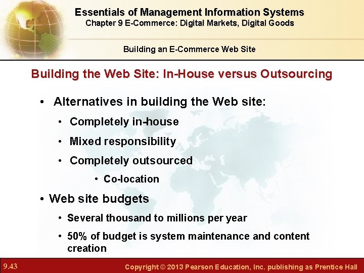 Essentials of Management Information Systems Chapter 9 E-Commerce: Digital Markets, Digital Goods Building an Essentials of Management Information Systems Chapter 9 E-Commerce: Digital Markets, Digital Goods Building an