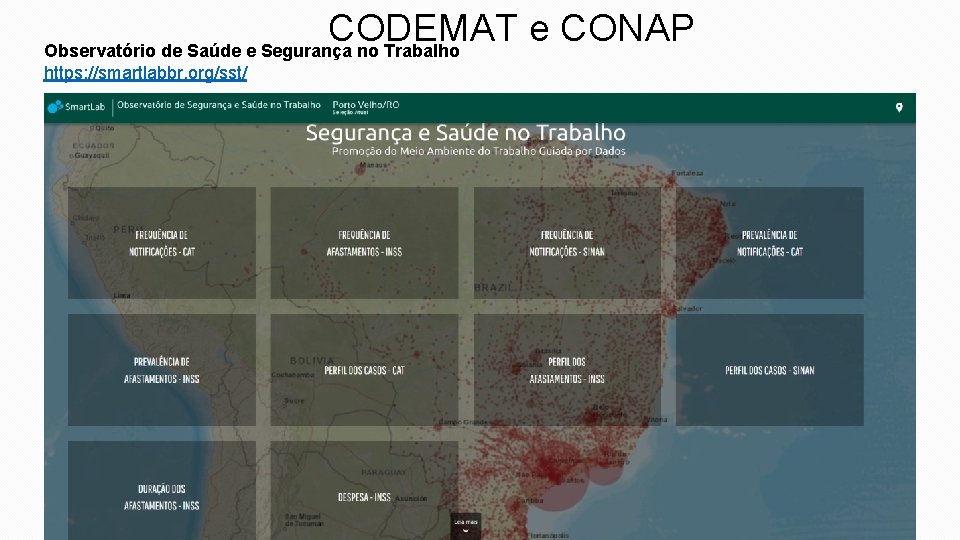 CODEMAT e CONAP Observatório de Saúde e Segurança no Trabalho https: //smartlabbr. org/sst/ 