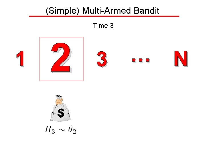 (Simple) Multi-Armed Bandit Time 3 1 2 3 … N 