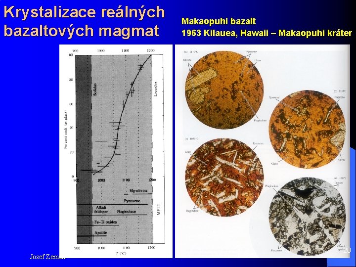 Krystalizace reálných bazaltových magmat Josef Zeman Makaopuhi bazalt 1963 Kilauea, Hawaii – Makaopuhi kráter